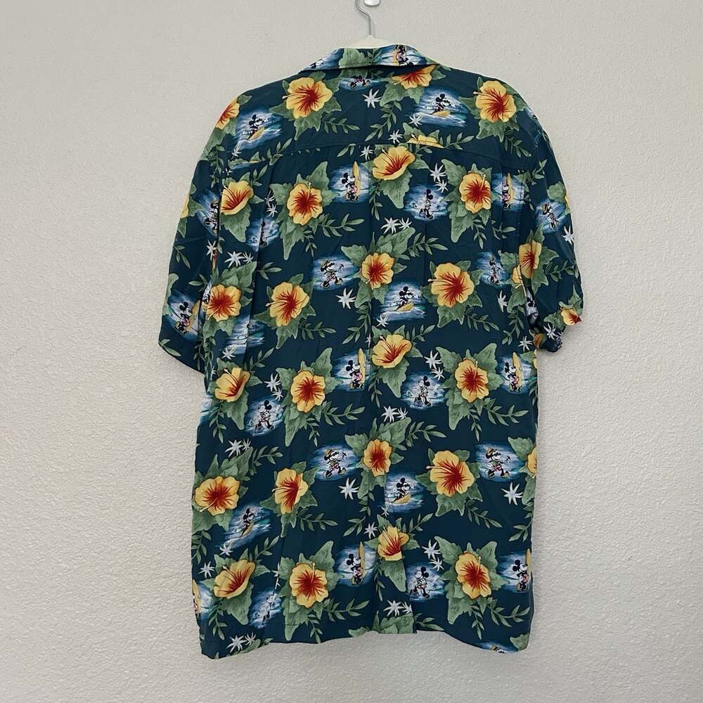 Disney Men's Short Sleeve Collared Button Shirt Hawaiian Mickey Mouse, Size XL